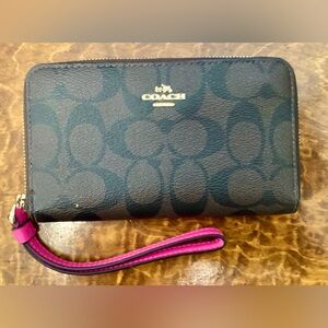 Coach wallet/wristlet…signature outside, pink interior